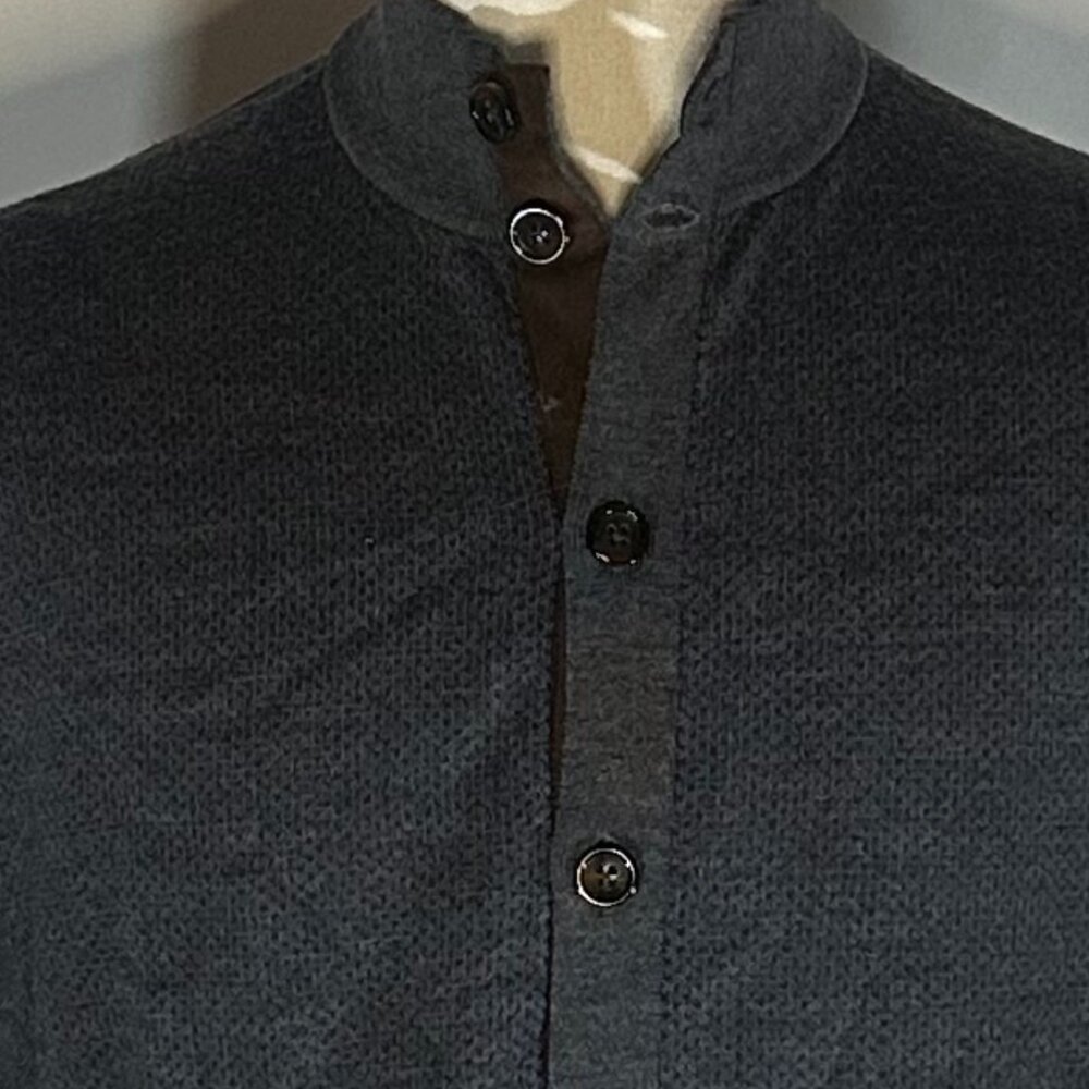 Turtleson - 100% Extra Fine Merino Wool Cardigan Sweater Blue Button Up Medium - Picture 2 of 14